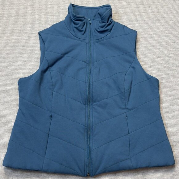Coldwater Creek Womens 1X Blue Puffer Vest With High Neck & Full Zip - Picture 3 of 13